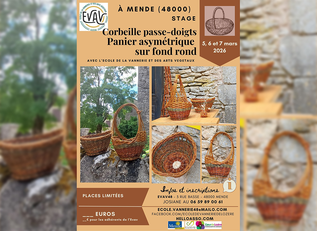 Image d'illustration de STAGE DE VANNERIE : VANNERIE SUR FOND ROND EN OSIER