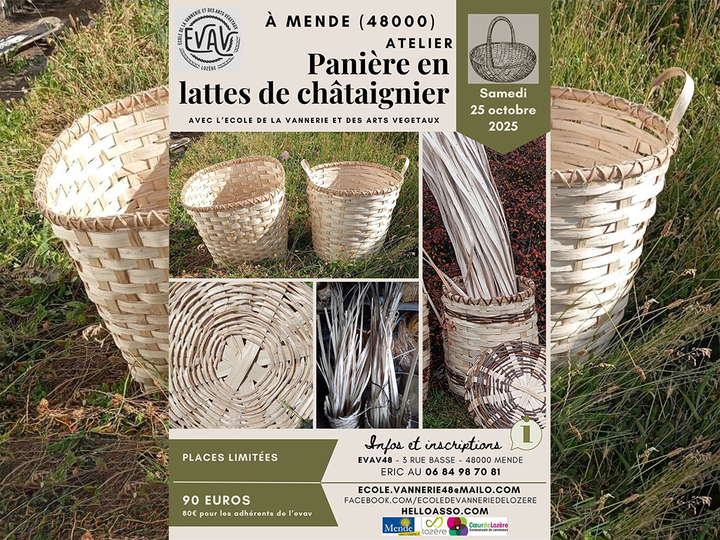Image d'illustration de STAGE DE VANNERIE : FABRICATION D’UNE PANIÈRE EN LATTES DE CHÂTAIGNIERS